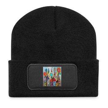 Elfendörfchen - Recycelte Patch Beanie - Schwarz - Vorne