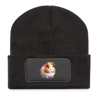 süßes Meerschweinchen - Recycelte Patch Beanie - Dunkelgrau - Vorne