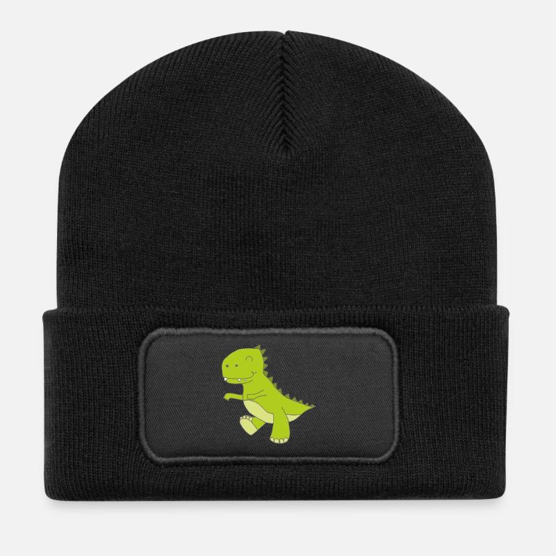 Dino petit - Beanie recyclé à patch - noir