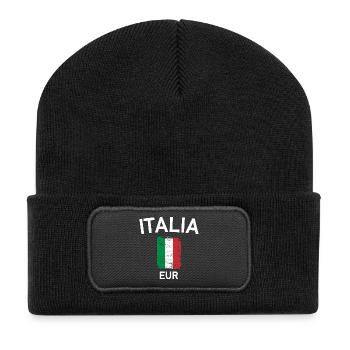 Italienische Flagge - Recycelte Patch Beanie - Schwarz - Vorne