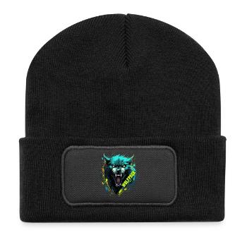 Neon Wolf Mask - Recycled Patch Beanie - black - Front