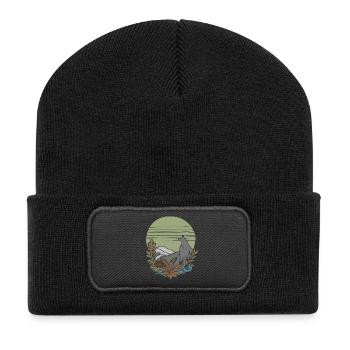 vintage wolf - Recycelte Patch Beanie - Schwarz - Vorne