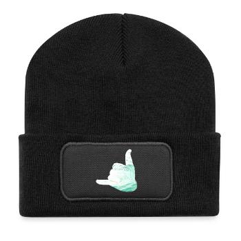 salut surfeur shaka - Beanie recyclé à patch - noir - Devant