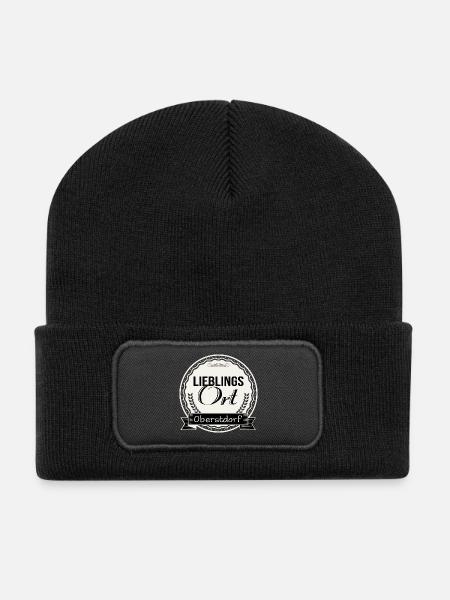 Lieblingsort Oberstdorf - Recycelte Patch Beanie - Schwarz