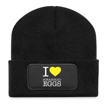 J’ADORE LES OEUFS BROUILLÉS Rührei - Beanie recyclé à patch - noir - Devant