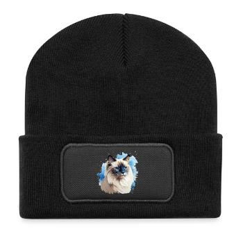 Cat Head Sacred Birman - Recycled Patch Beanie - black - Front
