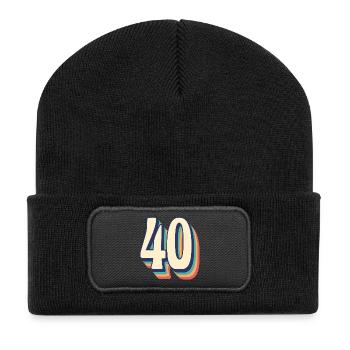 Vintage Retro T-Shirt Nummer 40 Forty - Recycelte Patch Beanie - Schwarz - Vorne