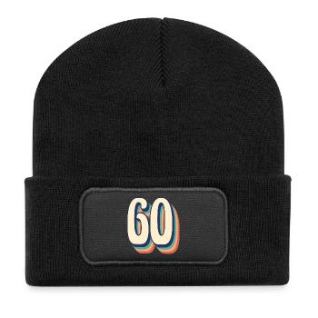 Vintage Retro T-Shirt Nummer 60 Sixty - Recycelte Patch Beanie - Schwarz - Vorne