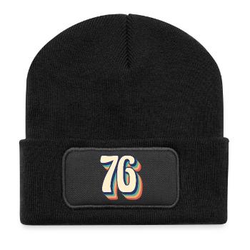 Vintage Retro T Shirt Number 76 Seventy Six. - Recycled Patch Beanie - black - Front