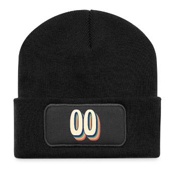 Vintage Retro T-Shirt Nummer 00 Zero Zero - Recycelte Patch Beanie - Schwarz - Vorne