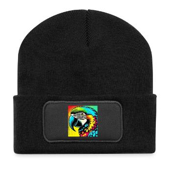 Perroquet Pop Art - Beanie recyclé à patch - noir - Devant