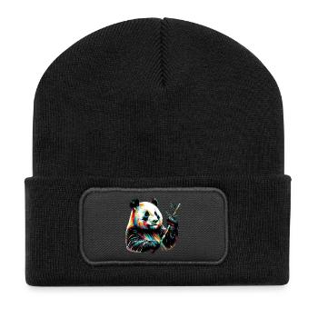 Panda - Recycelte Patch Beanie - Schwarz - Vorne