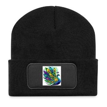 Pfau - Recycelte Patch Beanie - Schwarz - Vorne