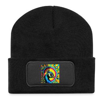 Peacock Pop Art - Recycled Patch Beanie - black - Front