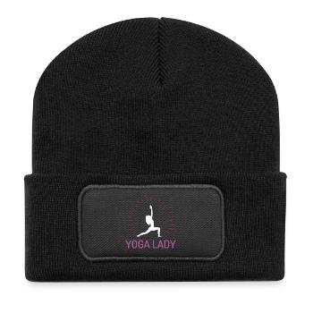 Yoga Mädchen - Recycelte Patch Beanie - Schwarz - Vorne