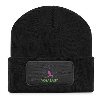 Yoga-Mädchen - Recycelte Patch Beanie - Schwarz - Vorne