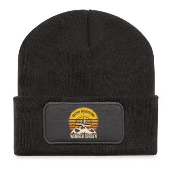 Mehr wandern, weniger Sorgen - Recycelte Patch Beanie - Dunkelgrau - Vorne