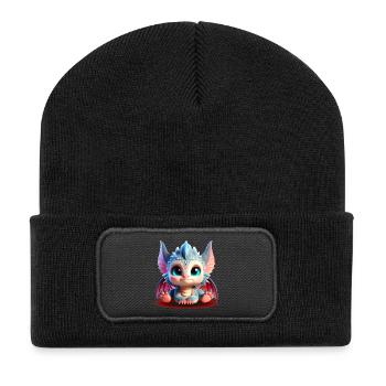 Entzückende Babydrachen | Bunte Chibi Edition - Recycelte Patch Beanie - Schwarz - Vorne