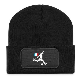 Fußball Spieler Explosion Frankreich EM 2024 - Recycelte Patch Beanie - Schwarz - Vorne