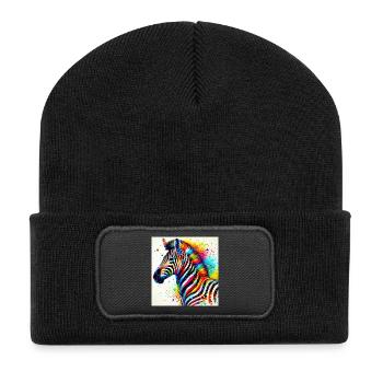Zebra - Recycelte Patch Beanie - Schwarz - Vorne