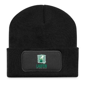 Laufen ist meine Droge - Recycelte Patch Beanie - Schwarz - Vorne
