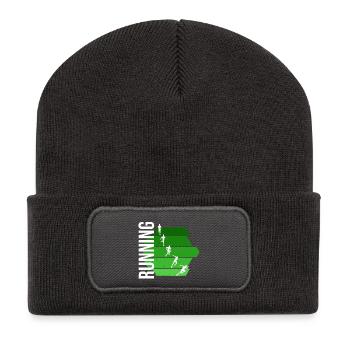 Running - Recycelte Patch Beanie - Dunkelgrau - Vorne