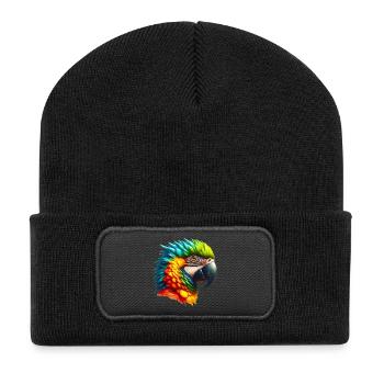 Papagei - Recycelte Patch Beanie - Schwarz - Vorne