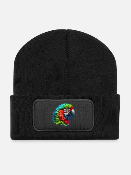 Papagei - Recycelte Patch Beanie - Schwarz
