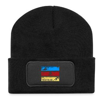 Triathlon - Recycelte Patch Beanie - Schwarz - Vorne