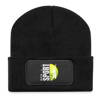 Eins mit dem Sport - Tennis - Recycelte Patch Beanie - Schwarz - Vorne