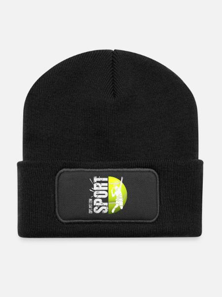 Eins mit dem Sport - Tennis - Recycelte Patch Beanie - Schwarz