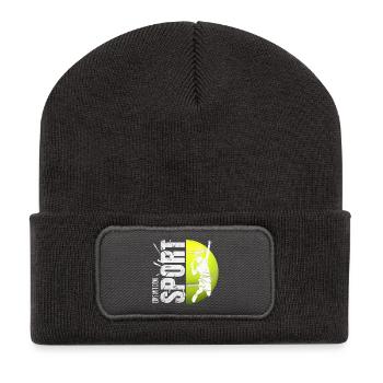 Eins mit dem Sport - Tennis - Recycelte Patch Beanie - Dunkelgrau - Vorne