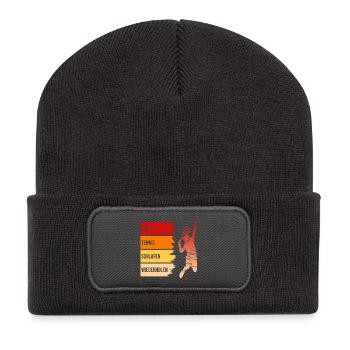 Essen, Tennis, Schlafen, Wiederholen - Recycelte Patch Beanie - Dunkelgrau - Vorne