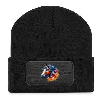 Cheval - Beanie recyclé à patch - noir - Devant