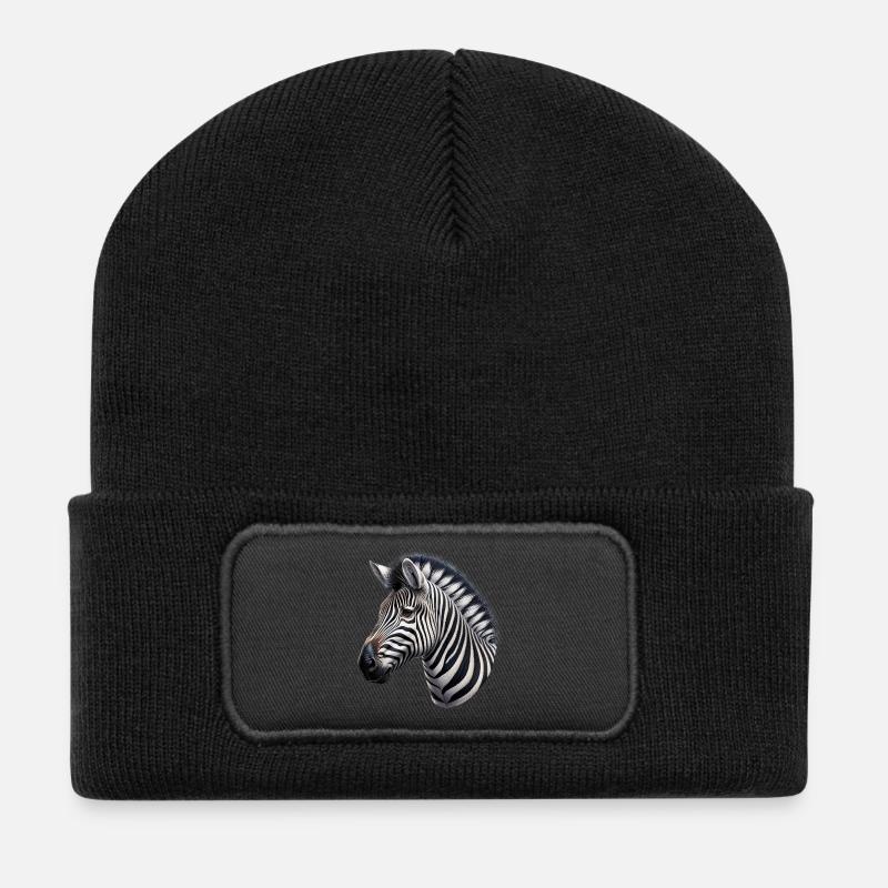 Zebra - Recycelte Patch Beanie - Schwarz