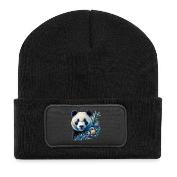 Panda - Beanie recyclé à patch - noir - Devant