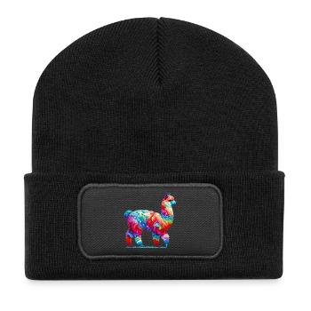 Alpaka - Recycelte Patch Beanie - Schwarz - Vorne