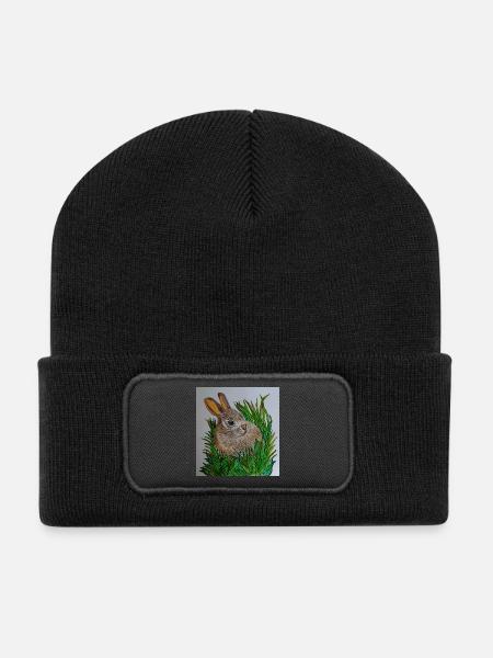 EG Hase I Tier I Ostern I Geschenkidee I Urlaub - Recycelte Patch Beanie - Schwarz