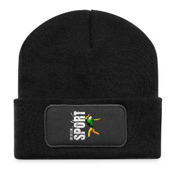 Eins mit dem Sport - Tischtennis - Recycelte Patch Beanie - Schwarz - Vorne