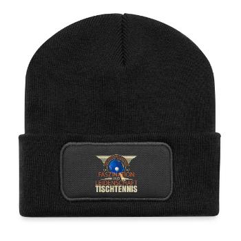 Tischtennis Legende - Recycelte Patch Beanie - Schwarz - Vorne