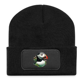 Papageitaucher - Recycelte Patch Beanie - Schwarz - Vorne