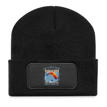 Ein Leben ohne Paragliden ist möglich aber Sinnlos - Recycelte Patch Beanie - Schwarz - Vorne