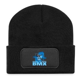 Born to Ride BMX - Recycelte Patch Beanie - Schwarz - Vorne