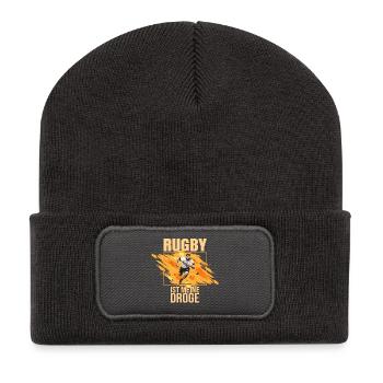 Rugby ist meine Droge - Recycelte Patch Beanie - Dunkelgrau - Vorne