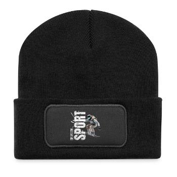 Eins mit dem Sport - Snowboard - Recycelte Patch Beanie - Schwarz - Vorne