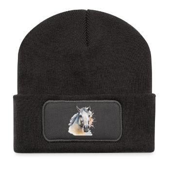 Horse Head Horse Horse Horse Horse Stallion - Recycled Patch Beanie - dark grey - Front