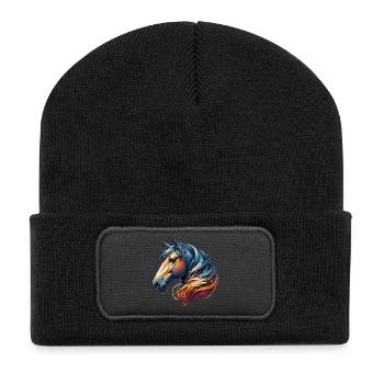 Cheval - Beanie recyclé à patch - noir - Devant