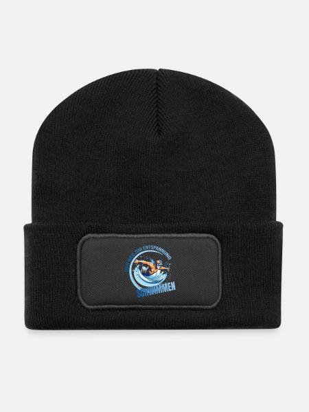 Der Weg zur Entspannung - Schwimmen - Recycelte Patch Beanie - Schwarz