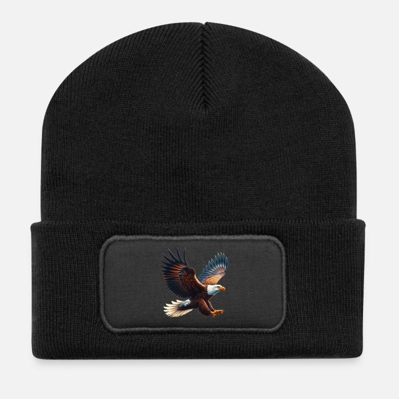Adler - Recycelte Patch Beanie - Schwarz