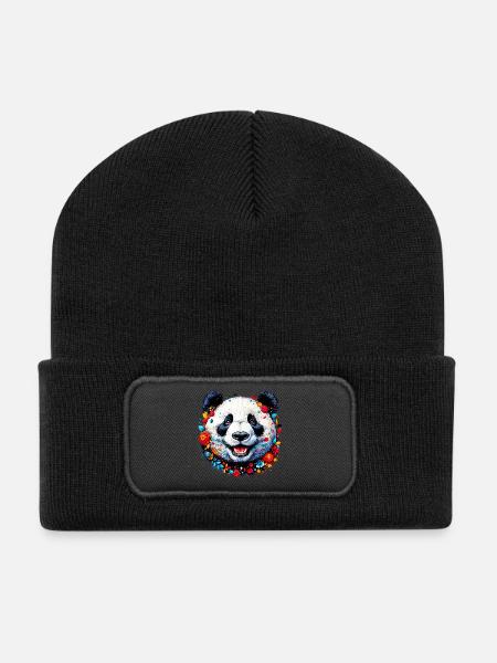 Panda - Recycelte Patch Beanie - Schwarz